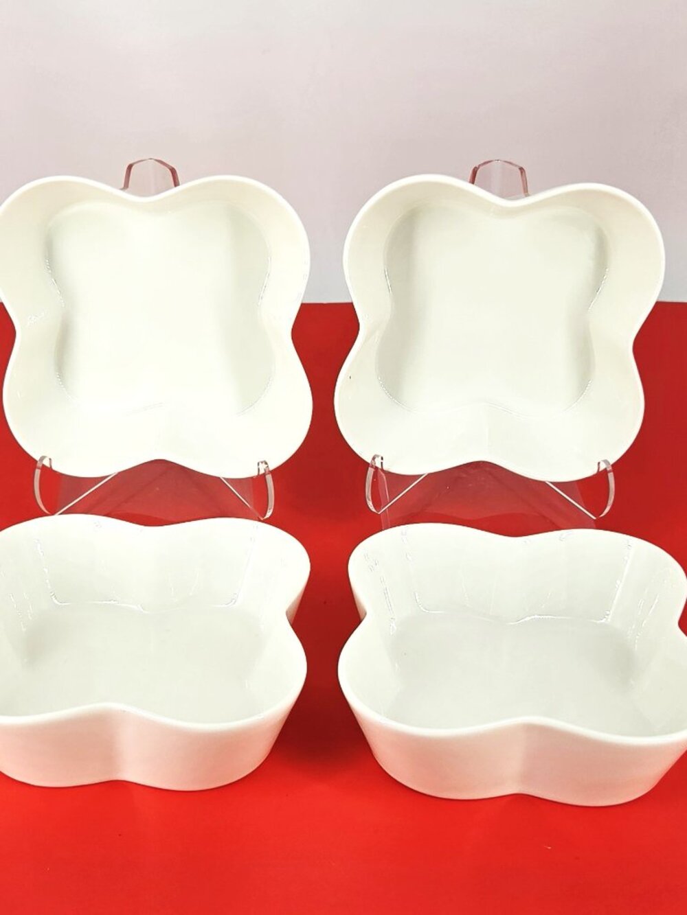 Set 4 Fiddle & Fern Collection by Home Essentials White Porcelain Clover Bowls